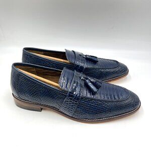 Stacy Adams Mens Size 9 Pacetti Snake Croc‎ Blue Leather Tassel Loafers Shoes